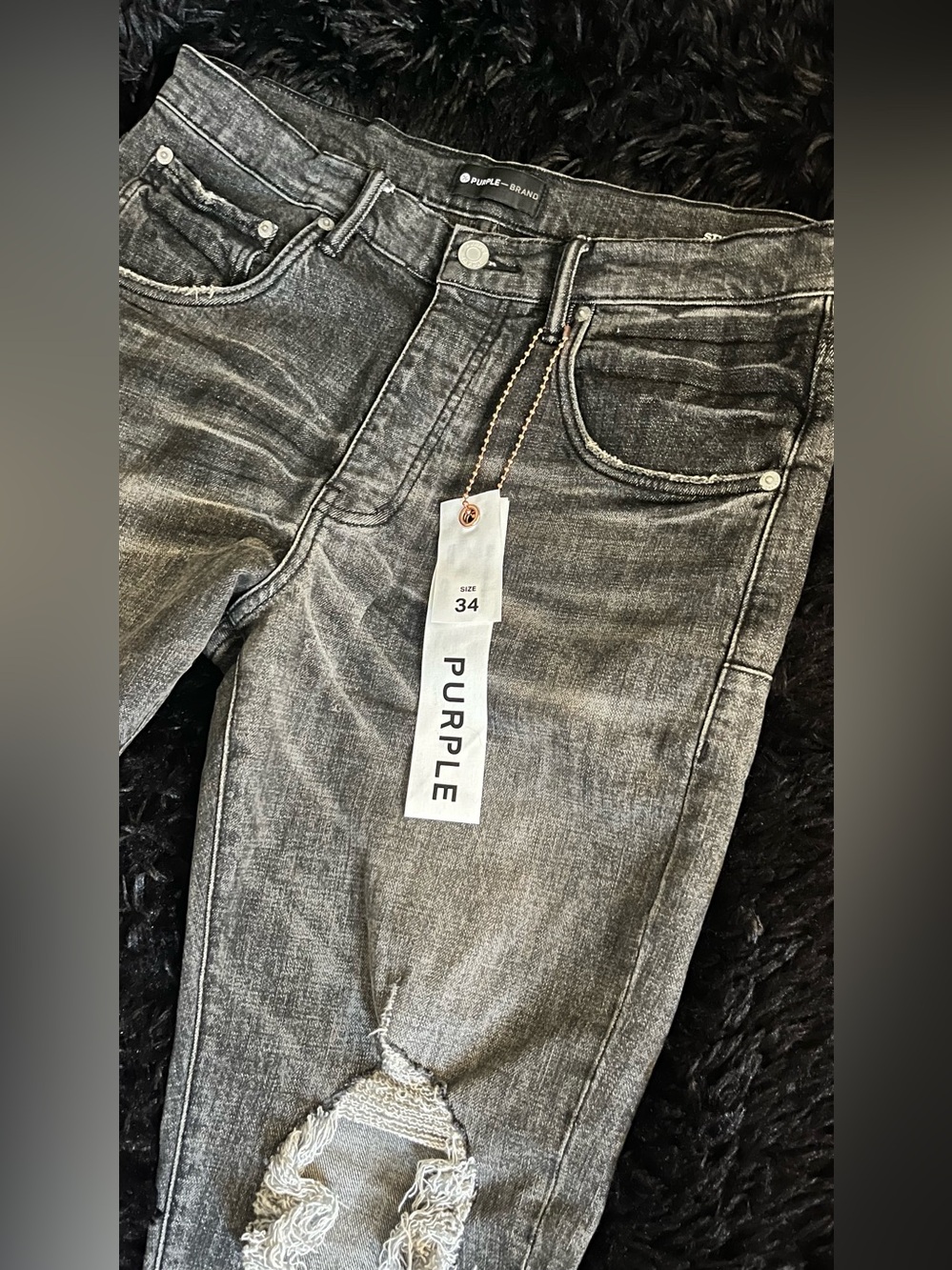 Purple Brand Black Dirty Blowout Ripped Jeans Men’s Size 34